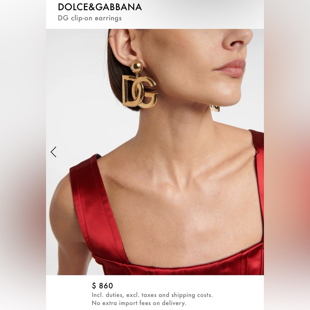 Dolce & Gabbana Gold Logo Earrings (Large) - Picture 5 of 5